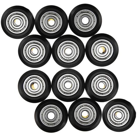 12 Stück 3D-Drucker-Modell-Riemenscheibe, V-Nut, POM-Riemenscheibe, Kunststoff-Modell, Kugellager, V-Lager, passive Riemenscheibe, 3D-Druckerwalze, CR-10, CR-10S