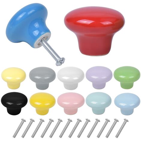 12 Stück bunte Schranktürknöpfe, 32 mm, runde Keramikgriffe, solide Möbelknöpfe, Einloch-Türgriff