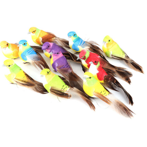 12 Stück dekorative bunte Schaumstoffvögel für Garten und Pflanzen