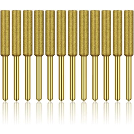 12 Stück Diamant-Kettensägenschärfer, Titanbeschichtete Gratschleifscheibe mit hoher Härte, Schleifscheibe, Kettensägenschärfer-Steinbits, 3/16 Zoll 4,8 mm
