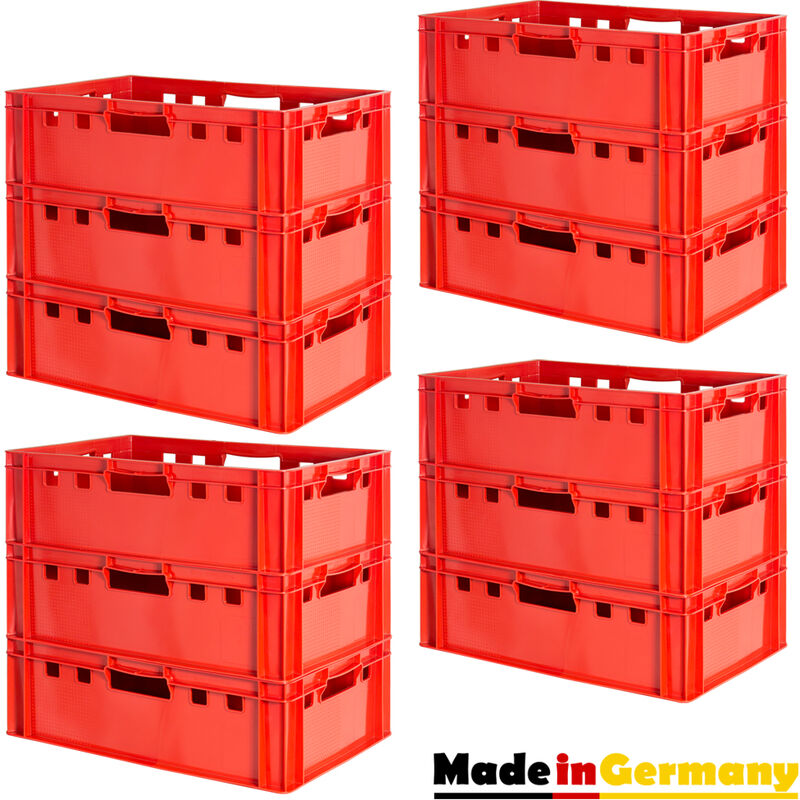 Preisvergleich für 12 Stück E2 Fleischkisten Rot Kisten Eurobox
