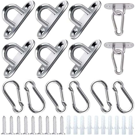 12 Stück Edelstahl Augplatte M5 Ankerplatte Karabiner Öse Edelstahl Deckenhaken mit Schrauben und Spreizrohr für Schaukelhaken Hängematten Markisen Bootsdeck Zubehör
