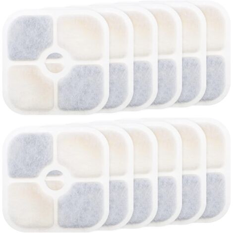 12 Stück Ersatzfilter für Trinkbrunnen für Haustiere, kompatibel mit Catit PIXI 43717, Wasserspenderfilter für Katzen, Zubehör, 8,4 x 8,4 cm
