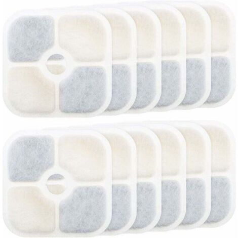 12 Stück Ersatzfilter für Trinkbrunnen für Haustiere, kompatibel mit Catit PIXI 43717, Zubehör für Wasserbrunnen und Wasserspender, 8,4 x 8,4 cm