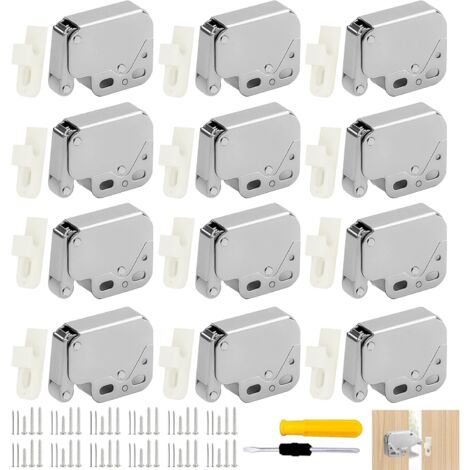 QIEDIE 12 Stück Federschnapper, Edelstahl, Mini-Riegel, Möbelschnapper mit Schrauben und Nägeln, geeignet für Schränke, Schränke und Schranktüren