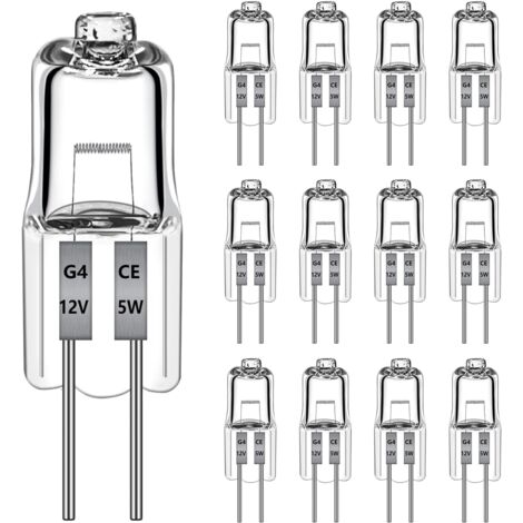 12 Stück G4 12V 5W 70LM Halogenlampen, dimmbar, 2700K warmweiß, G4 Halogen für Dunstabzugshauben, Küchen, Wohnzimmer, Schlafzimmer, Schrankbeleuchtung usw.