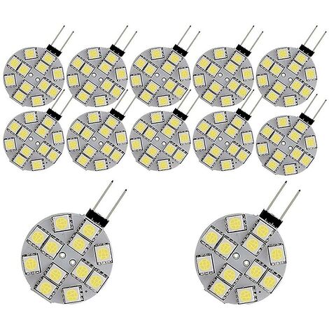 12 Stück G4-Leuchten, LED-Seitenstiftsockel, rund, G4 5050, 12 SMD, LED-Wohnmobil-Licht, Heim-Leselicht, weiß