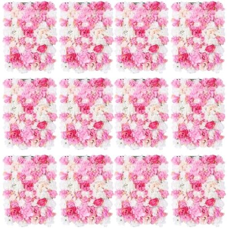 12 Stück Handgemachte Kunstblumenwand Blumenpaneel künstliche Blumenwand 60x40cm