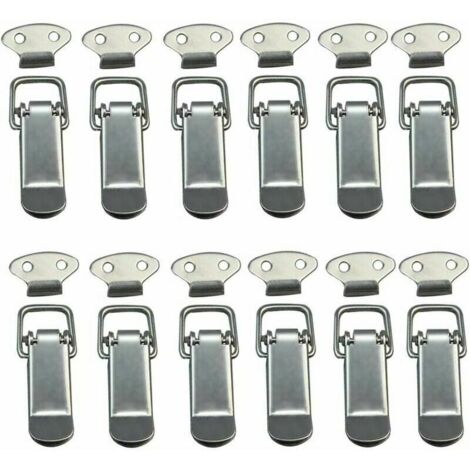 12 Stück Haubenverschluss, Hebelriegel, Federriegel, Knebelriegel, Federverschluss mit Haken, Edelstahl-Federriegel für Schrank, Box, Schublade, Kleiderschrank  FLITI