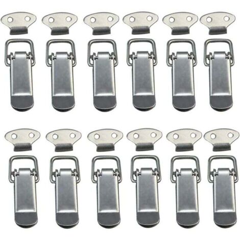 12 Stück Haubenverschluss, Hebelverschluss, Federverschluss, Knebelverschluss, Federverschluss mit Haken, Edelstahl-Federverschluss für Schrank, Box, Schublade, Schrank
