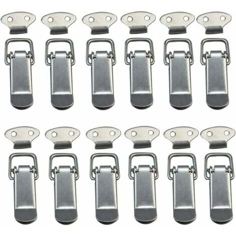12 Stück Haubenverschluss, Hebelverschluss, Federverschluss, Knebelverschluss, Federverschluss mit Haken, Edelstahl-Federverschluss für Schrank, Kiste, Schublade, Schrank