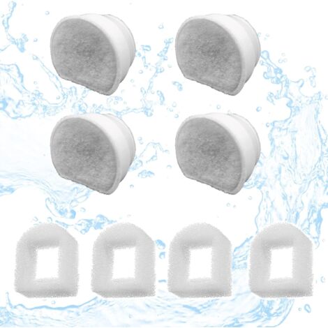 12 Stück Haustierbrunnenfilter-Ersatz, 6 Kohlefilter und 6 Schaumstoff-Vorfilter-Ersatz, kompatibel mit mehreren Haustier-Wasserspendern, Wassernapf