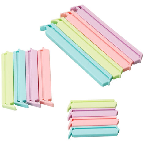 12 Stück Lebensmittelverschlussclips, Beutelverschlussclips, Kunststoff-Lebensmittelclips