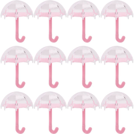 12 Stück Plastik-Schirmchen-Bonbonboxen, Behälter, Hochzeits- und Partydekorationen, Rosa