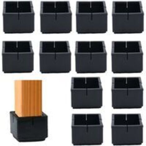 12 Stück quadratischer Stuhlbeinschutz 49–55 mm Tisch- und Stuhlbeinschutz PVC-Quadratkappen mit Filz schwarz quadratischer Stuhlbeinschutz für Stuhlbeine Tischbeine Sofabeine