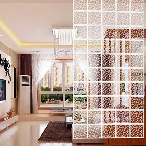 (12 Stück) Raumteiler aus Holz und Kunststoff zum Aufhängen, weiß, 29 x 29 cm (geometrisches Muster), dekorativer Sichtschutz für Zuhause