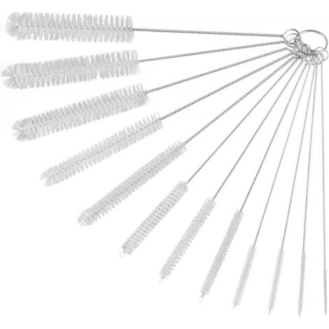 12 Stück Rohrreinigungsbürste, weiß, Reinigungsbürste, Glasflaschenrohr-Reinigungsbürste, Babyflaschen-Wasserkocher-Tastatur, Rohrreinigungsbürste