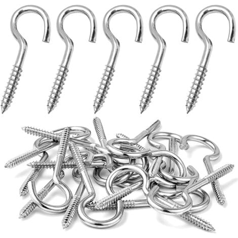 BLUEDEER 12 Stück Schraubhaken Klein Edelstahl, Haken zum Schrauben M5x65mm, Deckenhaken A2 V2A, Hakenschrauben mit Gewinde, Einschraubhaken für außen, Gewindehaken M5, Becherhaken Rostfrei