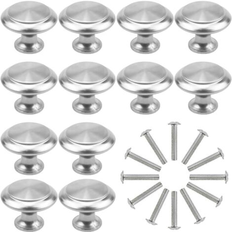 12 Stück silberne Schubladen-Türgriffe, 30 mm Möbelknauf, Schubladenknöpfe mit einem runden Loch, Türknöpfe, Möbelgriffe für Schrank, Küche, Kinderzimmer