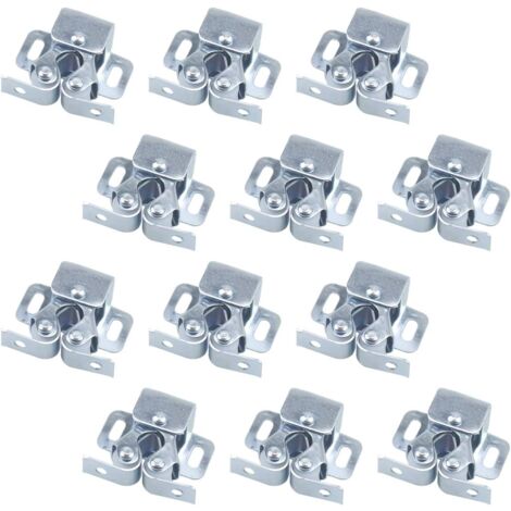 12 Stück Türriegel, Türschließer, Doppelrollenriegel für Möbel, Schwingtüren, Schranktür, Doppelrollenriegel, Schranktürriegel (Silber)