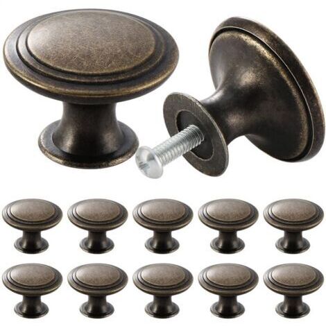 12 Stück Vintage Schubladenknöpfe Möbelgriffe für Schrank Kommode mit Schrauben Bronze