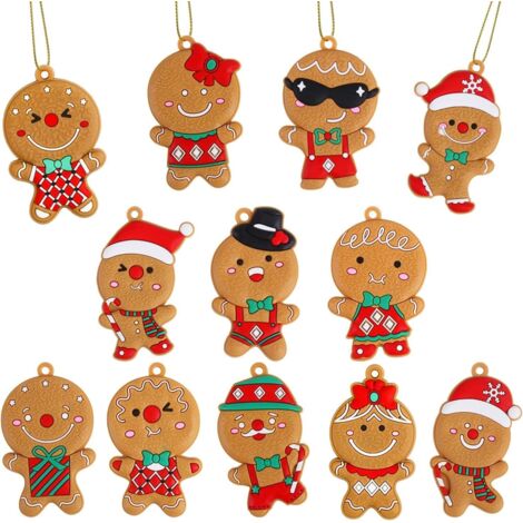 12 Stück Weihnachts-Lebkuchenmann, Christbaumschmuck, Weihnachtsbaumanhänger, Festival-Party-Dekoration, DIY-Basteln