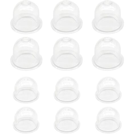 12 Stück weiße Primerbirnenpumpe, 19 mm und 22 mm, transparenter Vergaser-Ölbecher für Trimmer, Heckenmaschine, Benzinsäge, Lüfterkraftstoff-Primerbirne