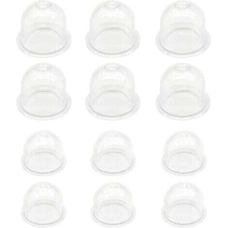 12 Stück weiße Primerpumpen (19 mm und 22 mm) mit transparentem Vergaserölbecher für Rasenmäher, Heckenschere, Benzinsäge und Ventilator.