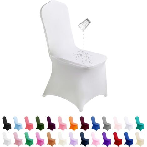 12 Stuhlhussen, elastische Esszimmerstuhlhussen, Polyester-Stuhlhussen für den Außenbereich, für Partys, Bankette, Hochzeitsveranstaltungen, Hotels (12 Standard-Weißmodelle)