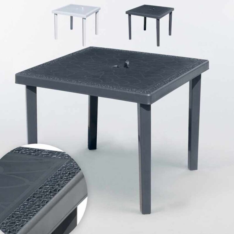 GRAND SOLEIL Table De Jardin Carr&eacute;e Gruvyer 90x90cm Anthracite