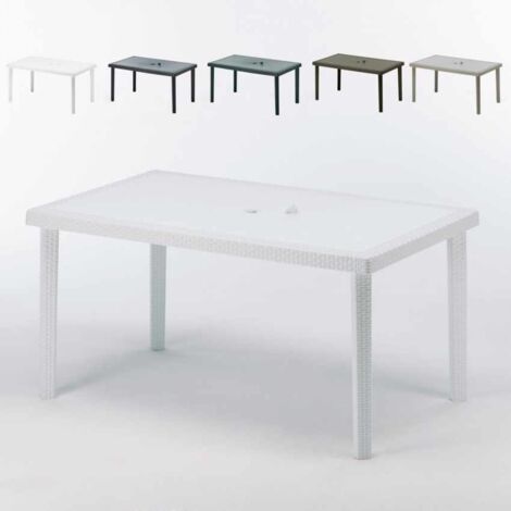 12 Tavoli Poly rattan rettangolari 150x90 Grand Soleil Boheme - Bianco