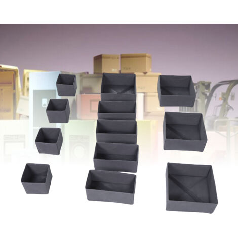 12-teiliger Schubladenorganizer, multifunktionale und faltbare Aufbewahrungsboxen für Unterwäsche, Socken, Krawatten (Vliesstoff/PVC, dunkelgrau, 4 Größen)