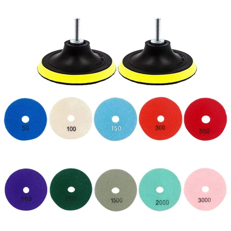 Image of Tlily - 12-teiliges 3-Zoll-Diamant-Polierpad-Set für Steinmarmor