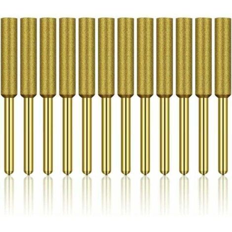 12-teiliges Diamant-Kettensägenschärfer-Set, hochharte, titanbeschichtete Schleifscheiben, Schleifsteinbits für Kettensägenschärfer, 3/16 Zoll 4,8 mm H122 Derrui