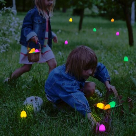 12-teiliges LED-Ostereier-Set, batteriebetrieben, realistische Dekoration für Zuhause, Wohnzimmer und Garten