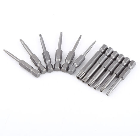 12-teiliges magnetisches Schraubendreher-Bit-Set aus S2-Stahl, Sternkopf T5 bis T40, 50 mm für 1/4-Zoll-Bohrfutter