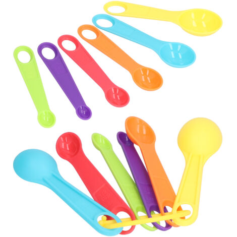 12-teiliges Messlöffel-Set aus Kunststoff mit Skala, ideal zum Kochen und Backen