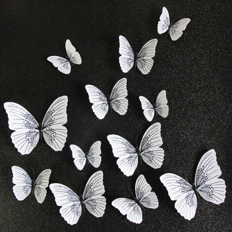 12-teiliges Schmetterlings-Wanddekor aus PVC (einlagig) – Magnetische 3D-Schmetterlings-Wandaufkleber für Hochzeitsfeiern