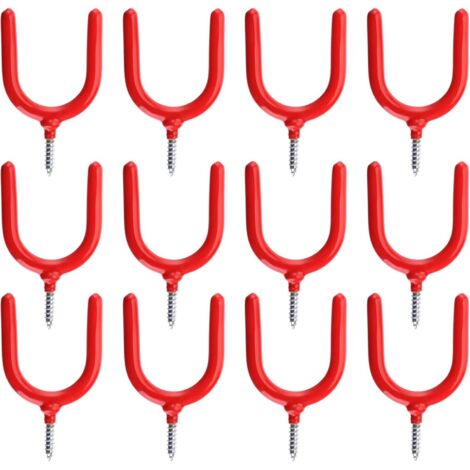 12-teiliges Set mit Schraubhaken, Wandhalterung aus rot vinylbeschichtetem Stahl