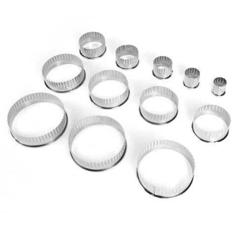 12-teiliges Set runder Ausstechformen aus Edelstahl mit Zähnen, 12 verschiedene Größen, hochwertiges Material, hochglanzpolierte Oberfläche, für Zuhause, Bäckerei usw.