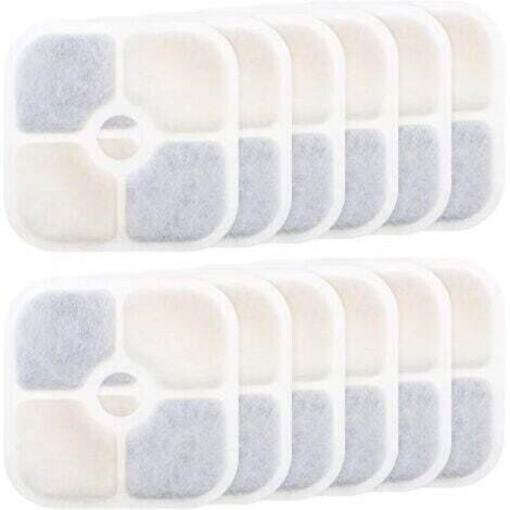 12-teiliges Set Wasserbrunnenfilter – für Catit PIXI 43717 – Aktivkohlefilter – Hochwertig – Reinigend – Nachfüllbar – Rechteckig – für Haustierbrunnen