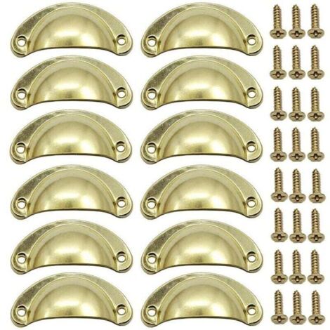 12 tiradores de puerta de concha retro dorados de 82 mm para cajón vintage con tornillos