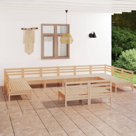 12-tlg. Garten-Lounge-Set Massivholz Kiefer vidaXL