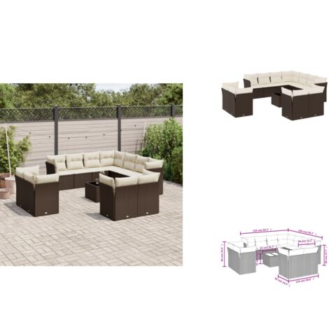 12-tlg. Garten-Sofagarnitur mit Kissen Braun Poly Rattan - Garten Sofagarnitur - Garten Sofagarnituren - Outdoor Sofagarnitur - Sofagarnitur Terrasse