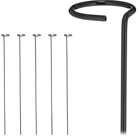12 tuteurs métalliques, tuteurs avec anneau, tuteurs de jardin, tuteurs de soutien, 80 cm, noir