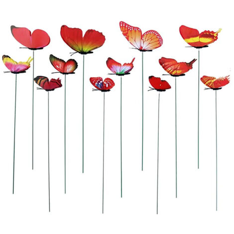 12 tuteurs pour plantes en forme de papillon volant, couleur