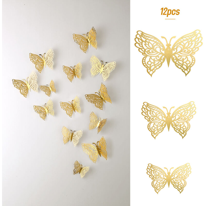 

12 unids / set pegatinas de pared de mariposa 3D pegatinas murales extraibles calcomanias artisticas de pared DIY decoracion con pegamento para