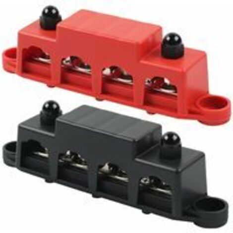 12 V, 48 V DC, 250 A Verteilerleisten-Verteilerblock, mit 4 Stück M8-Klemmschrauben, Erdungsstrom für Auto, Wohnmobil, Boot, Yacht (rot und schwarz, 2 Stück)