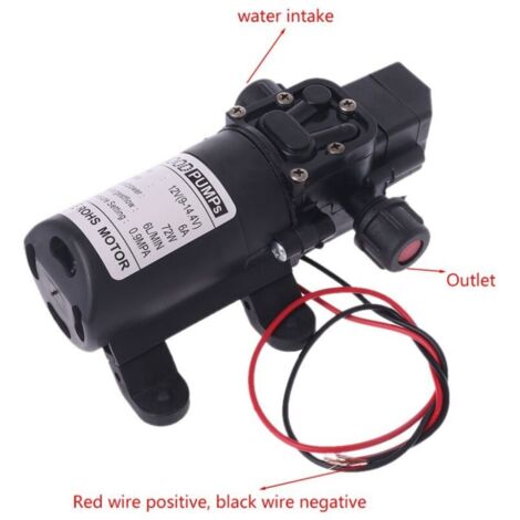 – 12 V 6 A 72 W 6 l/min Hochdruck-Membranpumpe – Fördermenge 6 l/min – Saughöhe 1–2 m – Förderhöhe 70 m – Thermischer Schutz