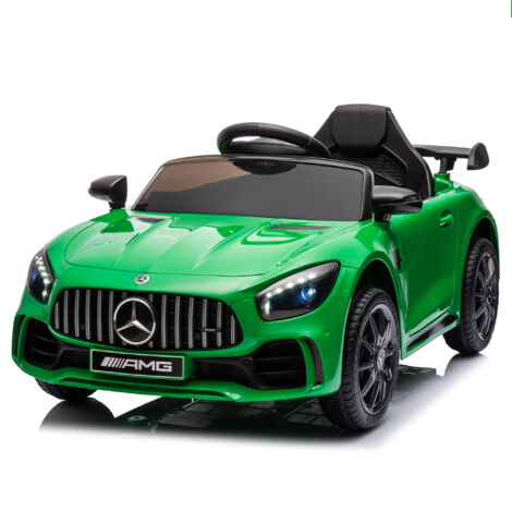 12-V-Elektrofahrzeug für Kinder mit Fernbedienung, Mercedes Benz AMG GTR, LED-Leuchten, dynamische Musik, Früherziehung, USB-Anschluss